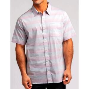 [Travis Mathew] Increments Blue Pink Striped Short Sleeve Button Down Shirt XL